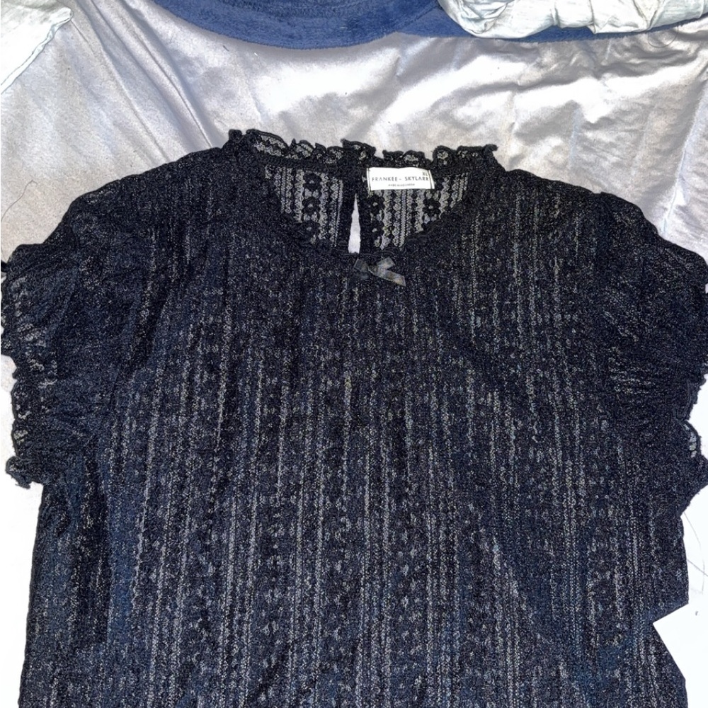 Elegant Navy Lace Blouse